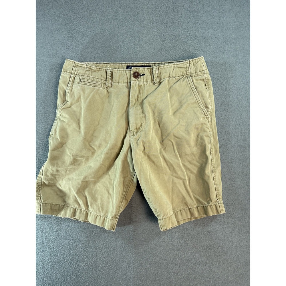 Y2K American Eagle Shorts Mens 34 Beige Chino Classic 9 Inseam Casual Summer